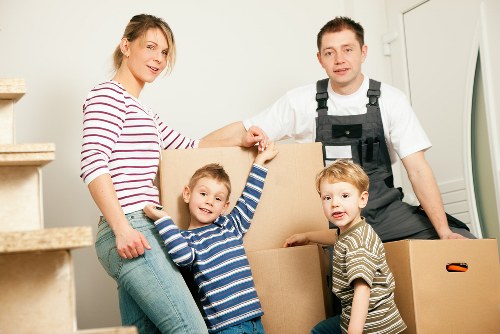 Packed household boxes ready for a move in Harringay